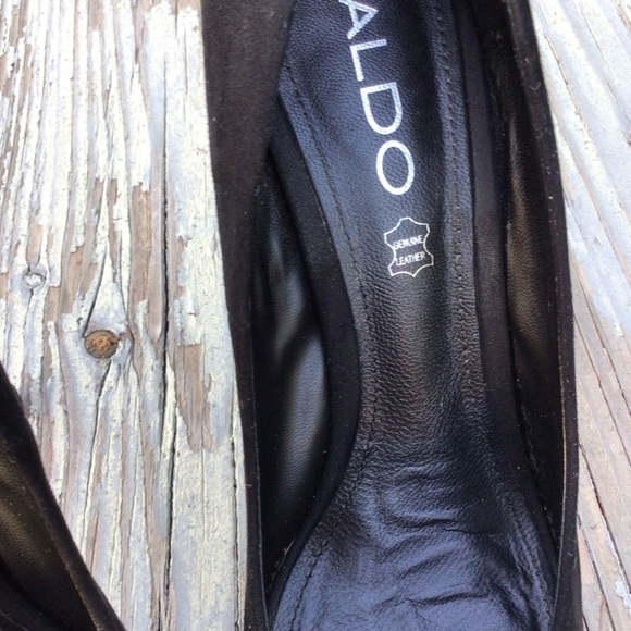 Aldo Black Suede Peep Toe Platf  Stiletto Heels - Picture 10 of 10